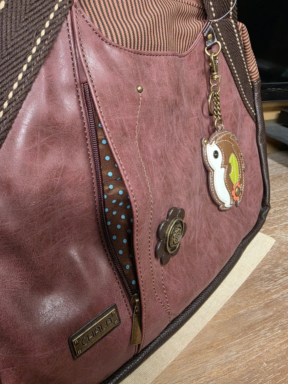 CHALA Vegan Hedgehog Bowling Zip Tote NWT!